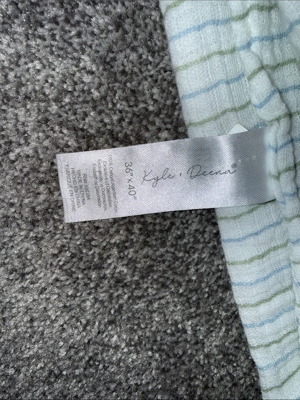 Two Striped Cotton Baby Blankets - Grey and White